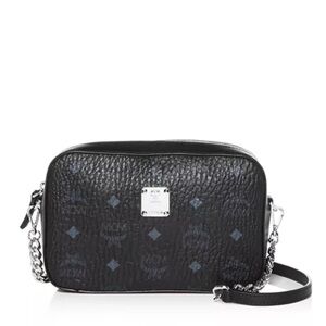 MCM Visetos Original Camera Bag Crossbody Leather & Silver Chain MCM Care Cards